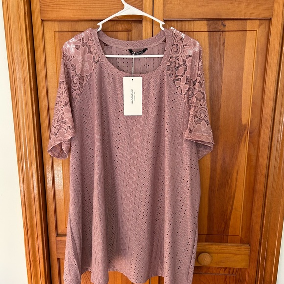 BloomChic Tops - BloomChic Dusty Pink Women's Short Sleeve Lace Top Size 26 New